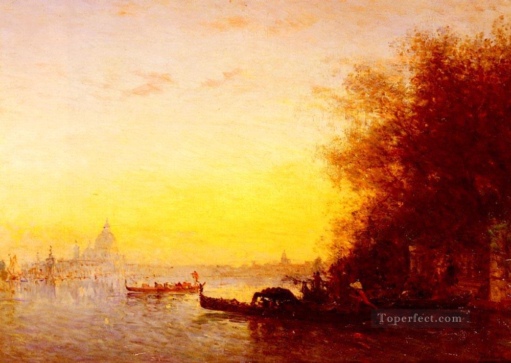 Scene Venetienne boat Barbizon Felix Ziem seascape Oil Paintings